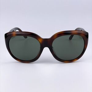NEW CELINE CL40071F 56N Dark Havana Green Round Women Sunglasses